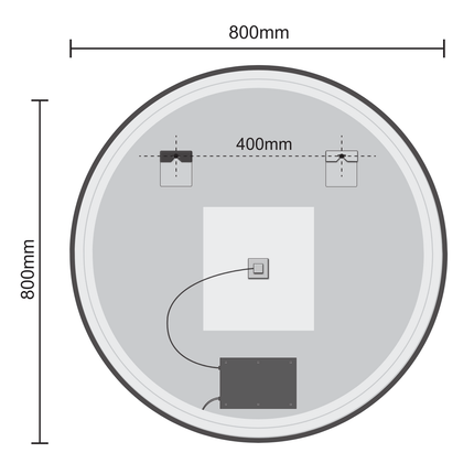 Miroir de salle de bains avec fonction anti-buée et éclairage LED réglable - 80 cm - PARIS