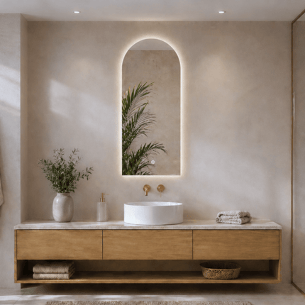 Miroir salle de bains design arc avec éclairage LED réglable - 45 cm - Tunis