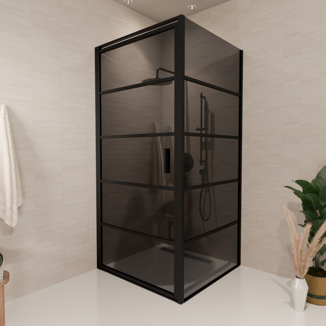 Cabine de douche avec verre fumé Nano revêtement - Noir - 90 cm - Cartagena
