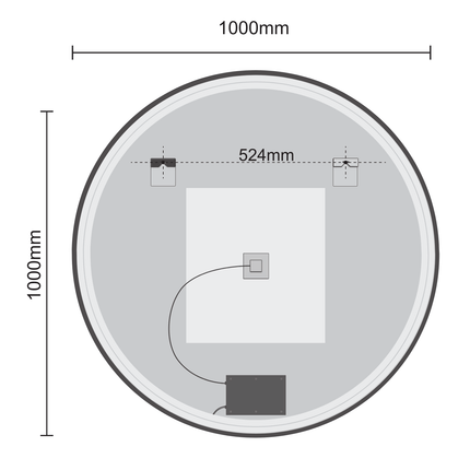 Miroir rond LED avec fonction anti-buée - 100 cm - SOHO