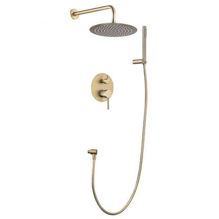 Douche encastrée finition or brossé avec robinetterie intégrée - Solara