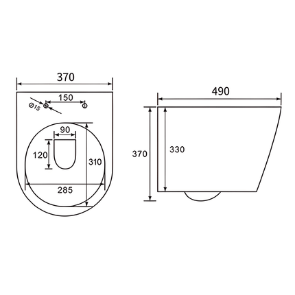 Toilette suspendue avec réservoir encastré et abattant SoftClose - Blanc - Linea