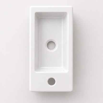 Fontaine de toilettes compacte avec perçage robinet gauche - blanche - 37 cm - Fonza