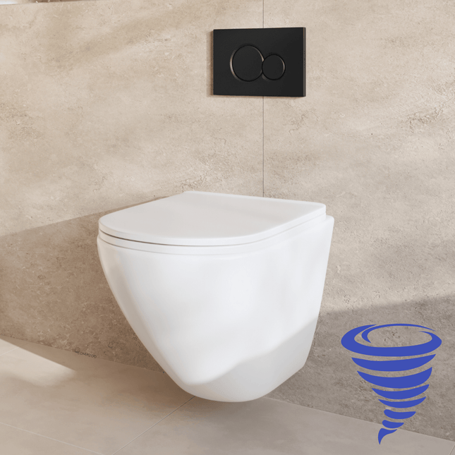 Toilette suspendue design rond avec réservoir encastré - blanc - Linea