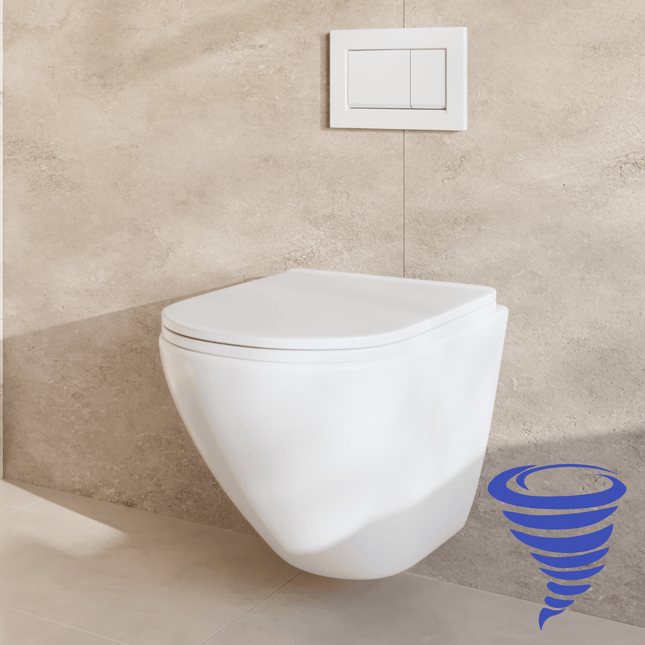 Toilette suspendue ronde avec réservoir encastré - Blanc - Linea