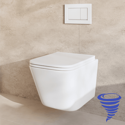 Toilettes suspendues sans rebord avec réservoir encastré - blanc - Linea